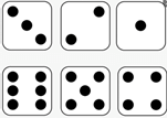 Examples of how to use dice to impove instant number recognition.